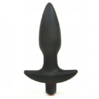 Anal Plug Vibrating, One Speed, Silicone Black